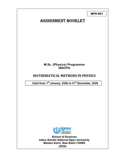 MPH & MPHE IGNOU M.Sc. Physics-MSCPH Solved Assignments 2026
