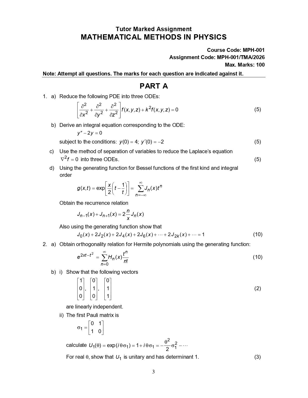 MPH & MPHE IGNOU M.Sc. Physics-MSCPH Solved Assignments 2026