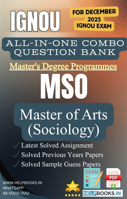 MA Sociology – MSO All-in-One Combo | IGNOU Exam Study Pack with Solved PYQs, Exam Guess Papers & Assignments
