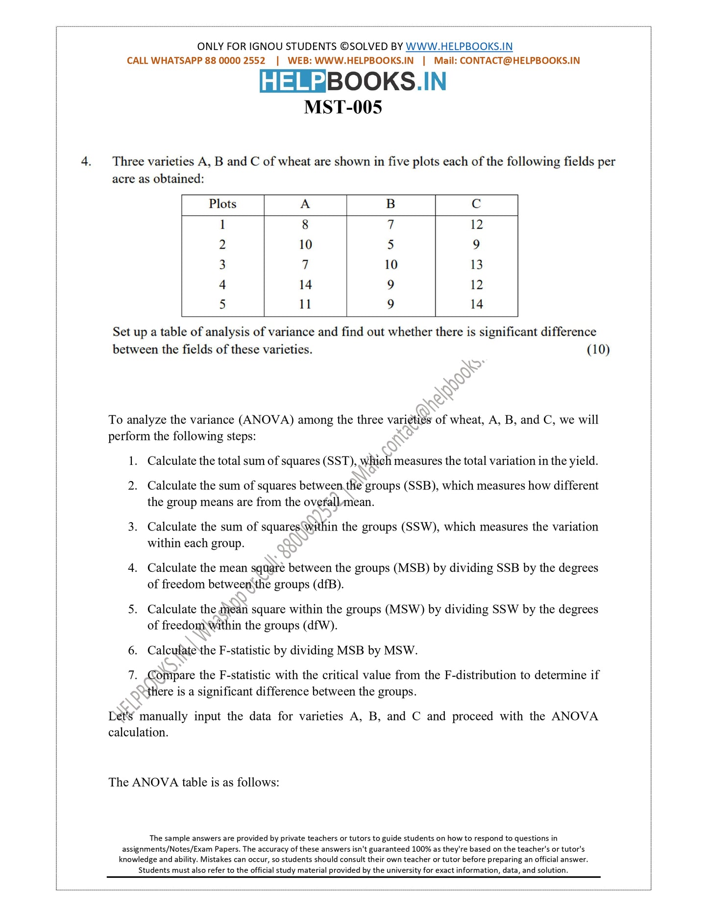 IGNOU PGDAST 2024 Solved Assignment-Post Graduate Diploma in Applied Statistics (MST, MSTE)