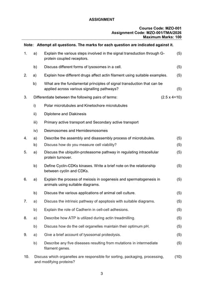 IGNOU M.Sc. Zoology-MSCZOO Solved Assignment 2026