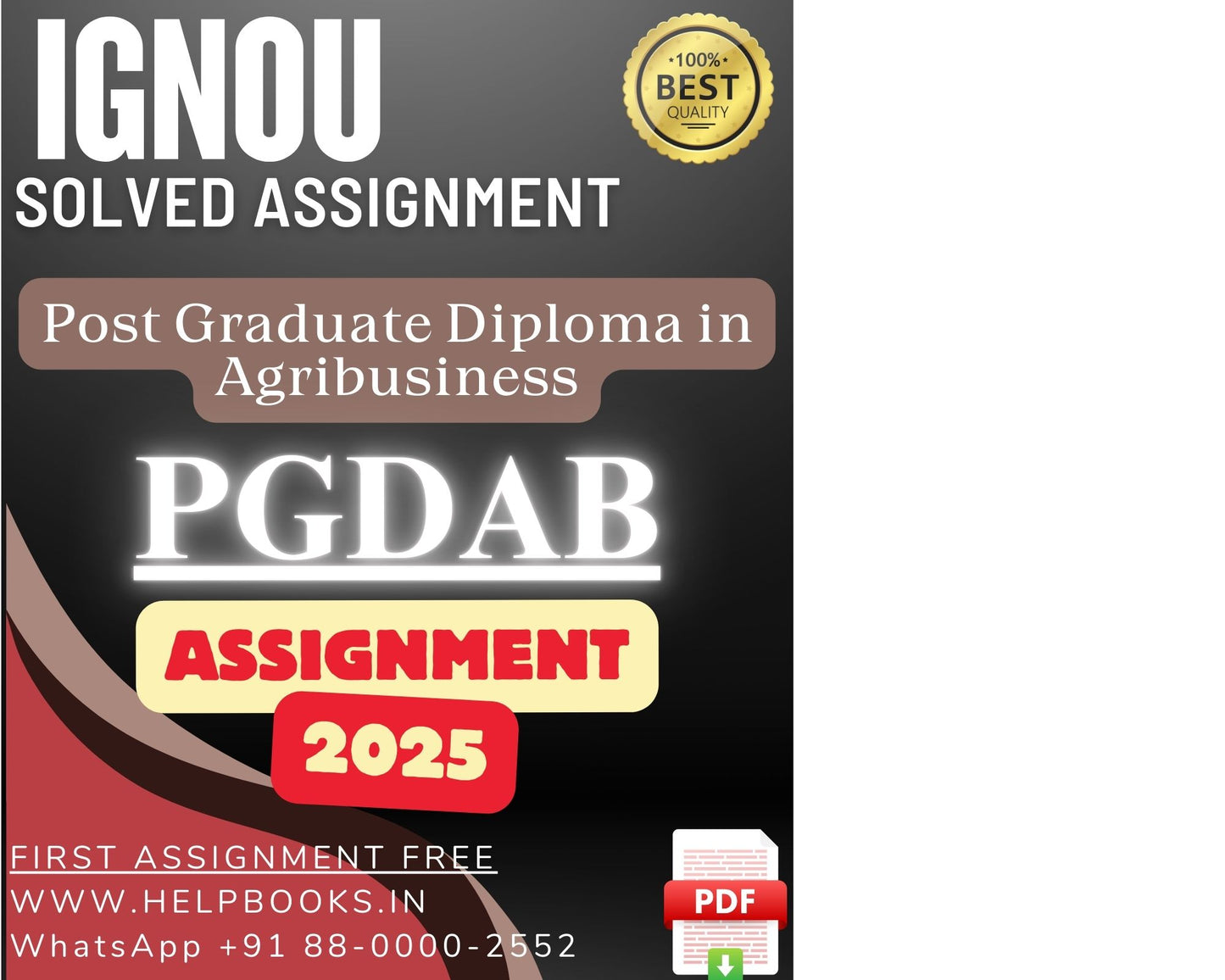 IGNOU PGDAB Solved Assignments(2025) – PG Diploma in Agribusiness