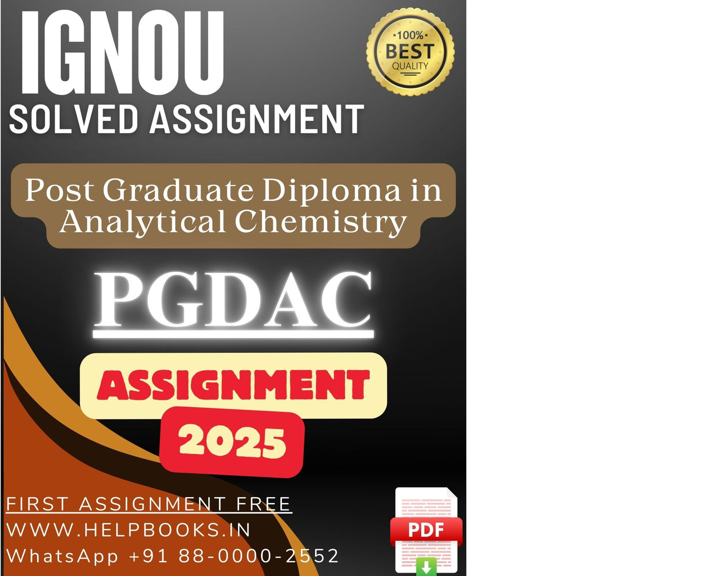 IGNOU PGDAC Solved Assignments(2025) – PG Diploma in Analytical Chemistry