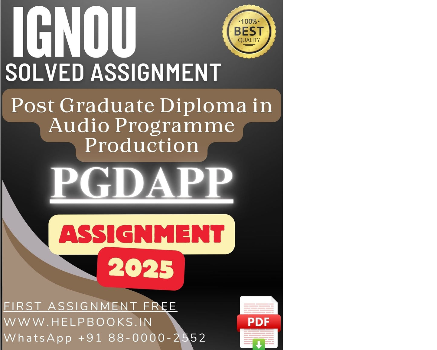 IGNOU PGDAPP Solved Assignment - PG Diploma in Audio Programme Production