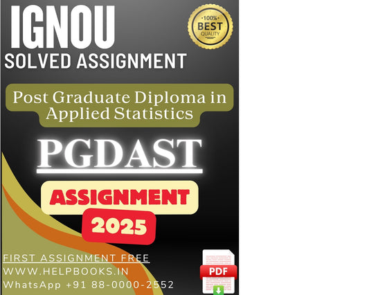 IGNOU PGDAST Solved Assignments(2025) – PG Diploma in Applied Statistics