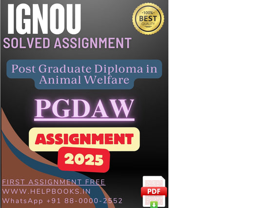 IGNOU PGDAW Solved Assignments(2025) – PG Diploma in Animal Welfare