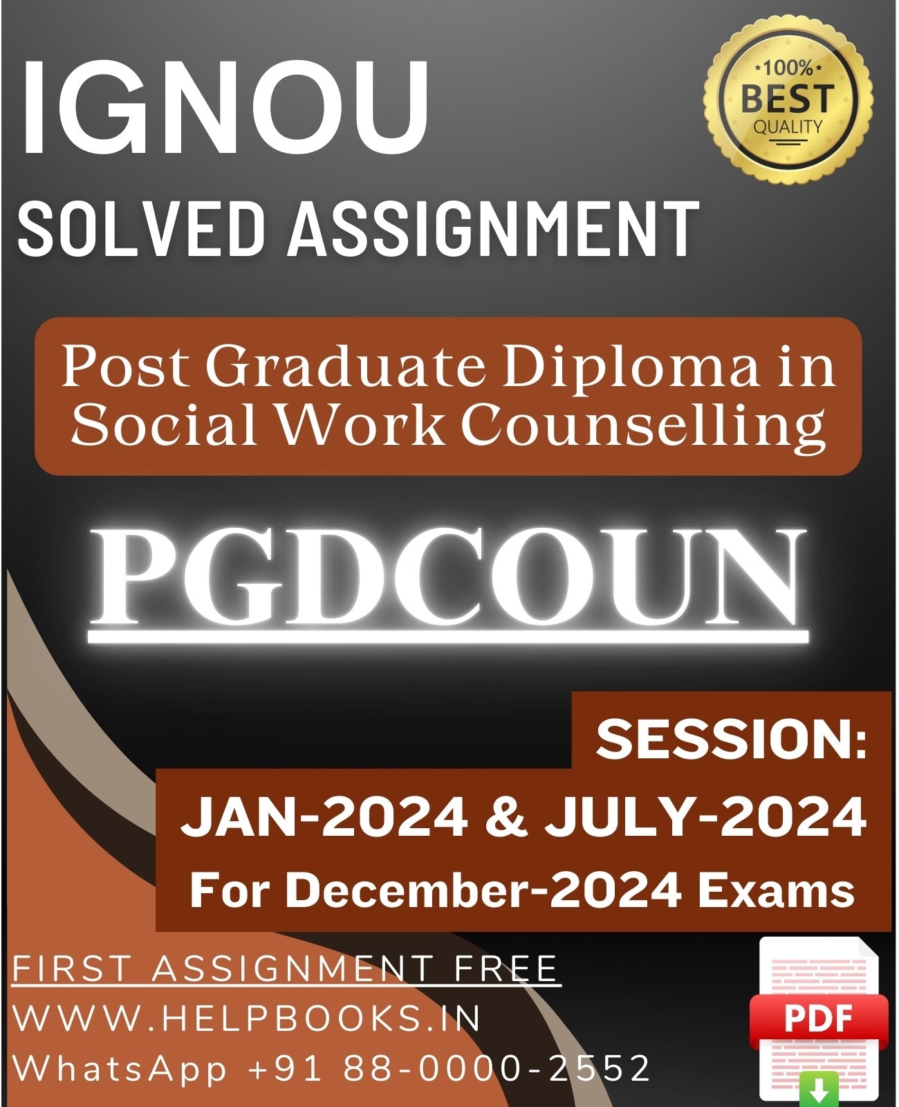 IGNOU PG Diploma in Social Work Counselling-PGDCOUN Solved Assignment For December 2024 IGNOU Exams