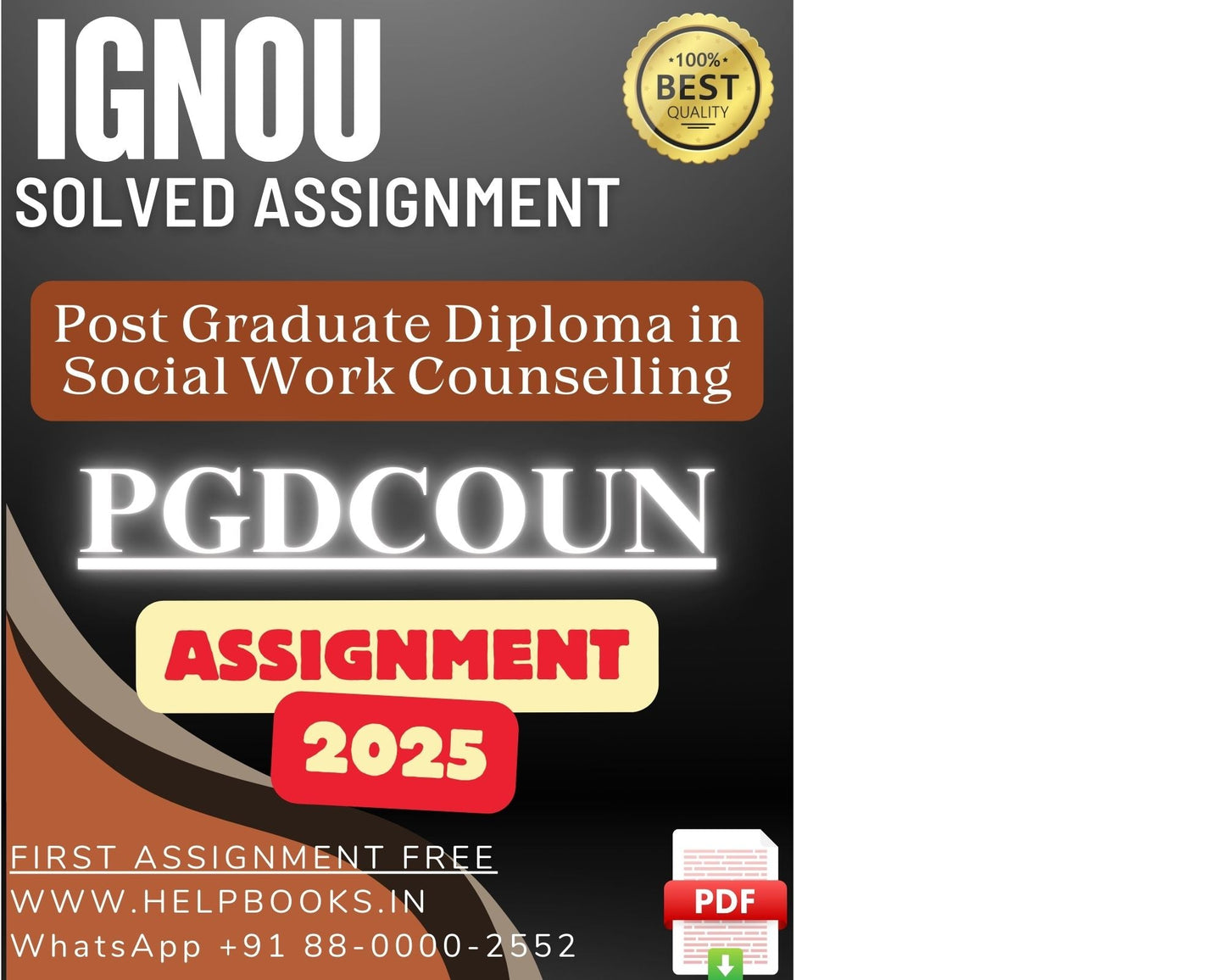 IGNOU PGDCOUN Solved Assignment - PG Diploma in Social Work Counselling