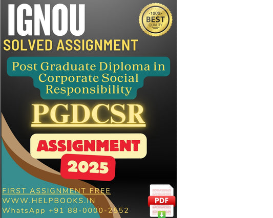 IGNOU PGDCSR Solved Assignments(2025) – PG Diploma in Corporate Social Responsibility