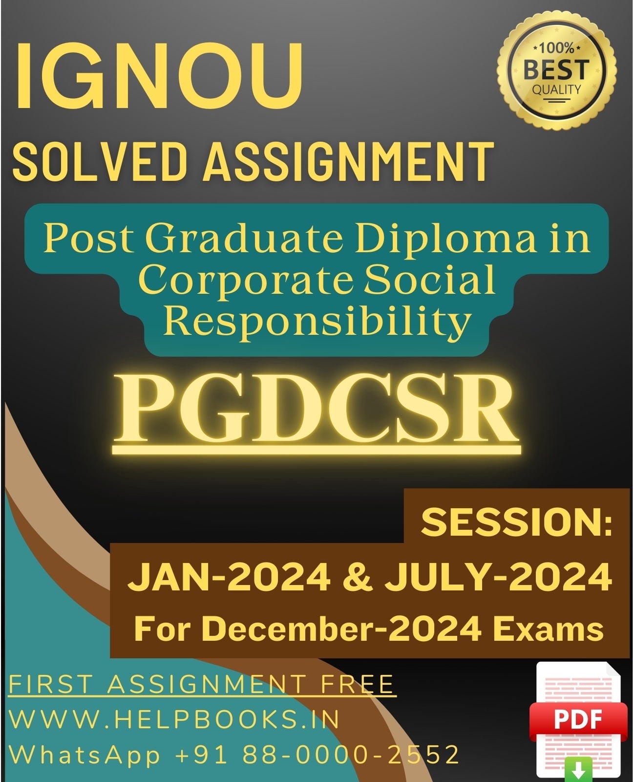 IGNOU PG Diploma in Corporate Social Responsibility-PGDCSR Solved Assignment For December 2024 IGNOU Exams