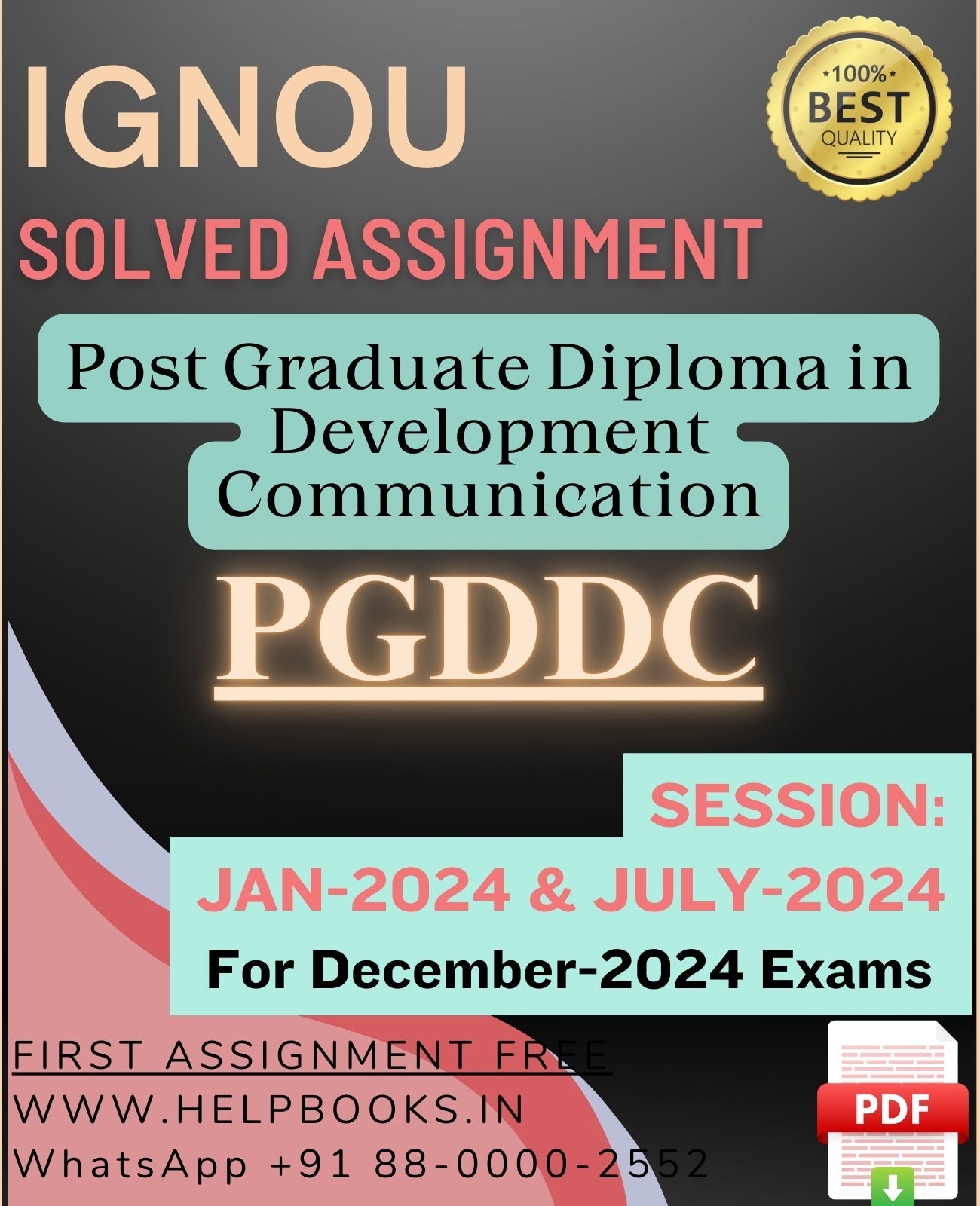 IGNOU PG Diploma in Development Communication-PGDDC Solved Assignment For December 2024 IGNOU Exams