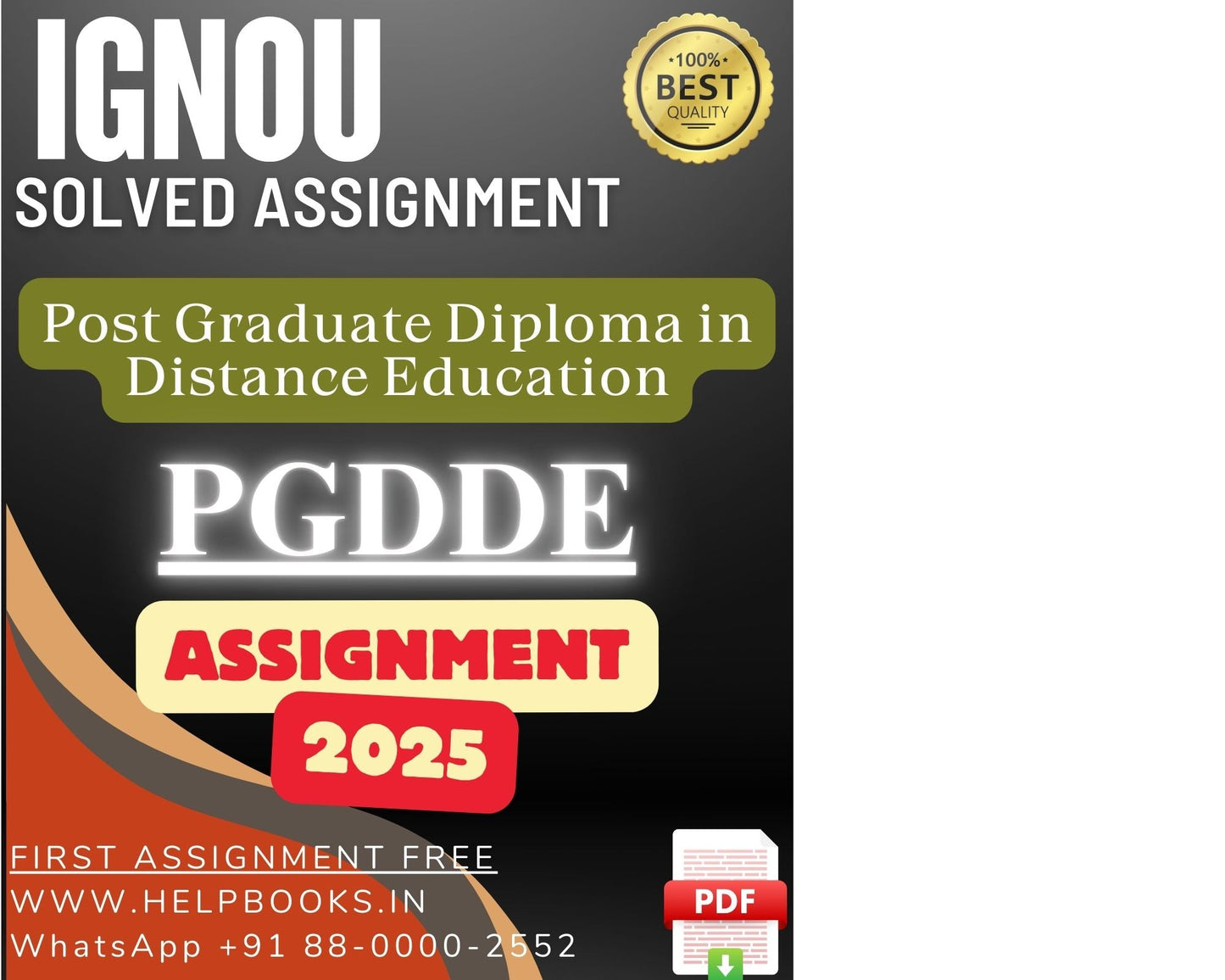 IGNOU PGDDE Solved Assignment - PG Diploma in Distance Education