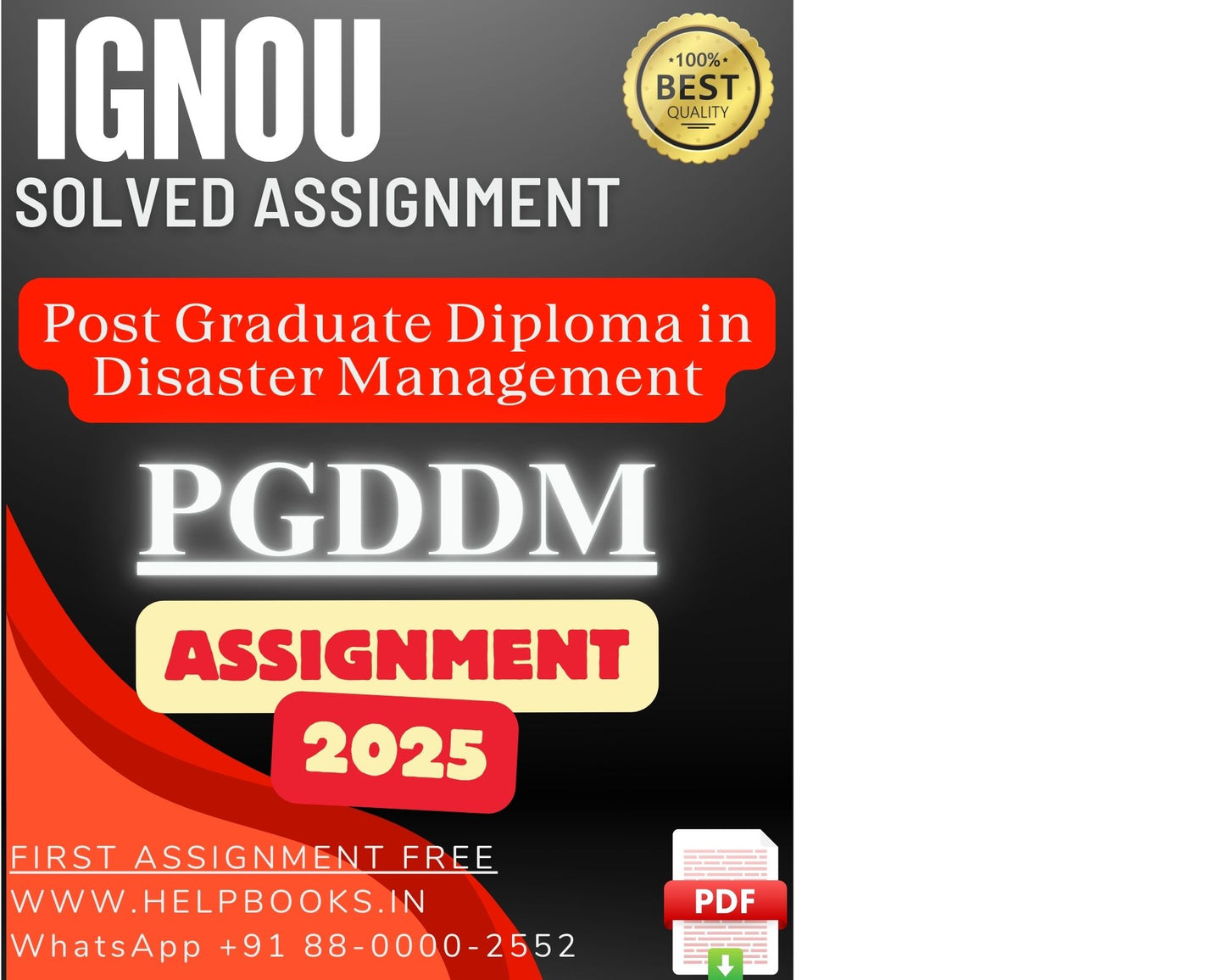 IGNOU PGDDM Solved Assignments(2025) – PG Diploma in Disaster Management