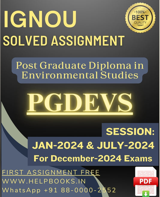 IGNOU PG Diploma in Environmental Studies-PGDEVS Solved Assignment For December 2024 IGNOU Exams