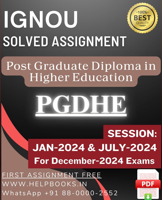 IGNOU PG Diploma in Higher Education-PGDHE Solved Assignment For December 2024 IGNOU Exams