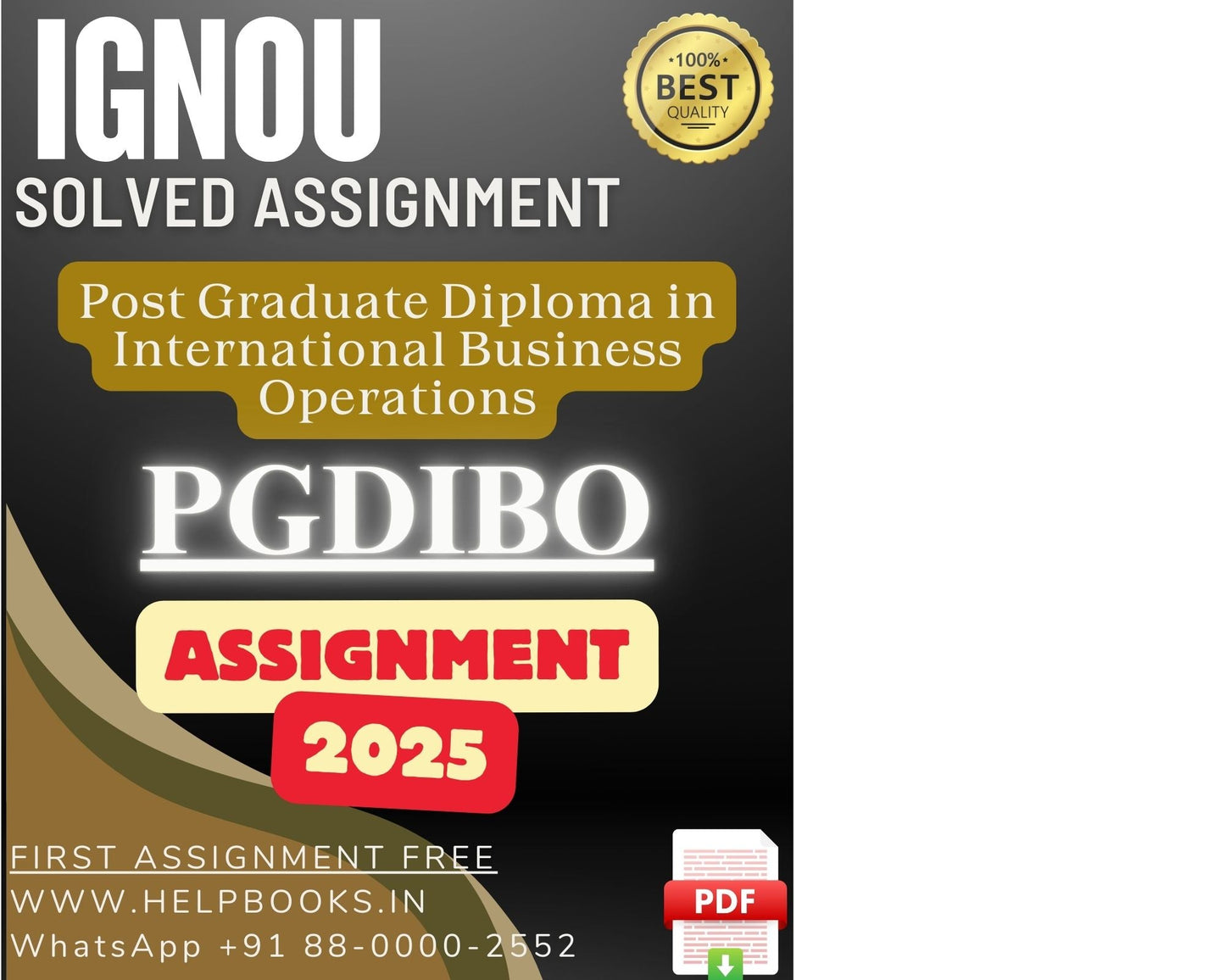 IGNOU PGDIBO Solved Assignment - PG Diploma in International Business Operations