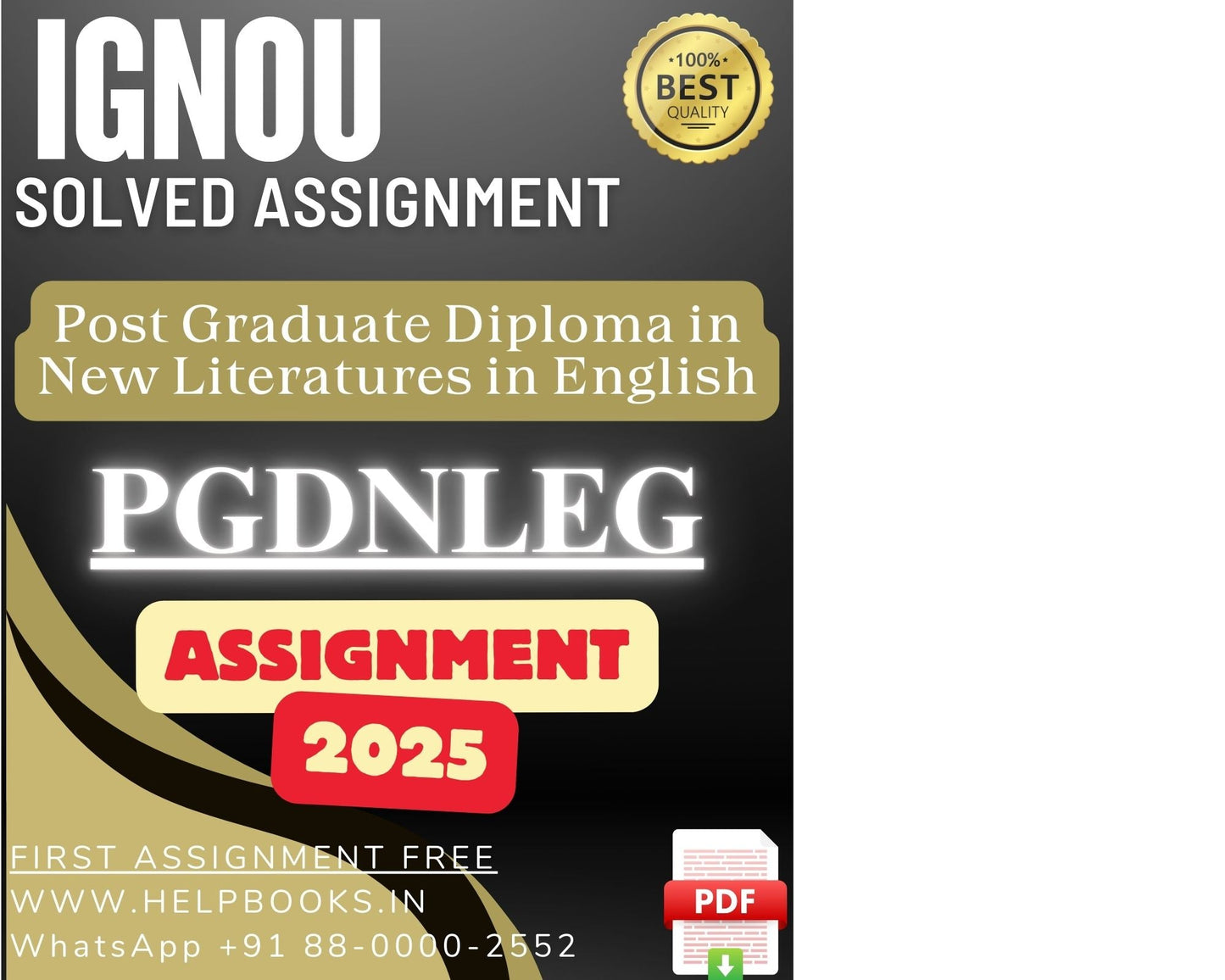 IGNOU PGDNLEG Solved Assignment - PG Diploma in New Literatures in English