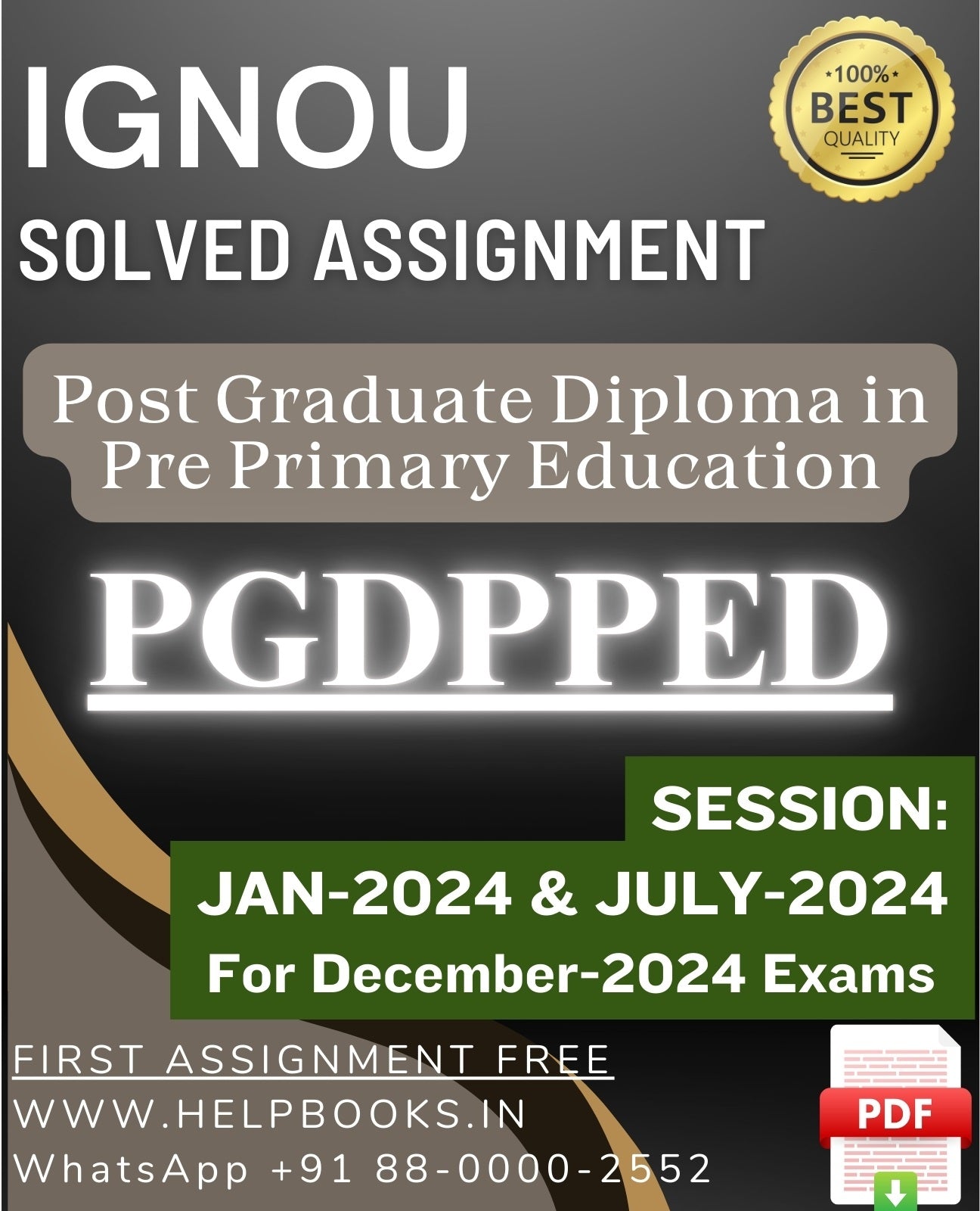 IGNOU PG Diploma in Pre Primary Education-PGDPPED Solved Assignment For December 2024 IGNOU Exams