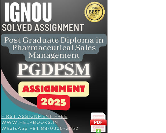 IGNOU PGDPSM Solved Assignments(2025) – PG Diploma in Pharmaceutical Sales Management