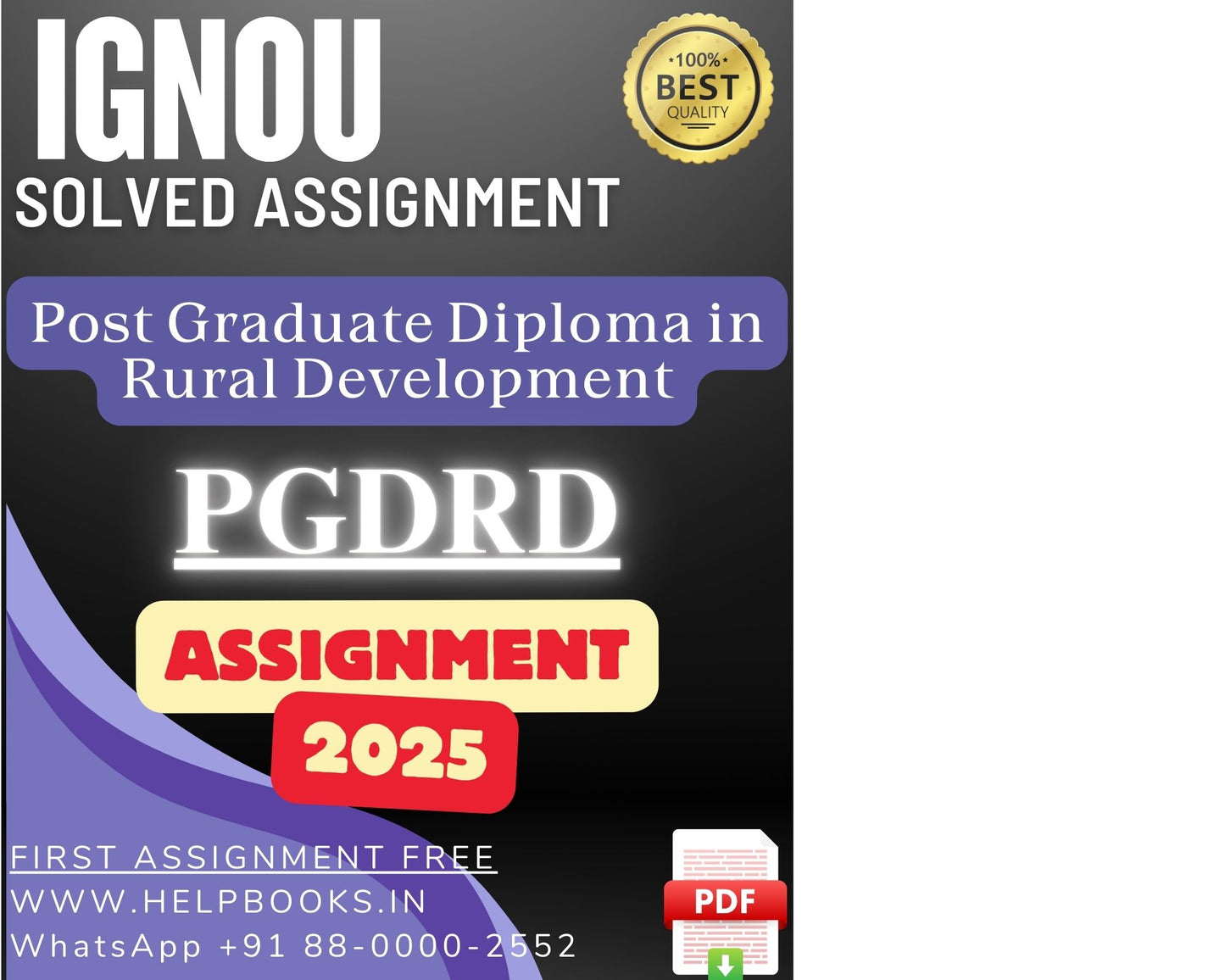 IGNOU PGDRD Solved Assignments(2025) – PG Diploma in Rural Development