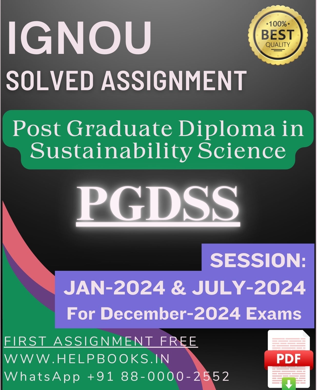 IGNOU PG Diploma in Sustainability Science-PGDSS Solved Assignment For December 2024 IGNOU Exams