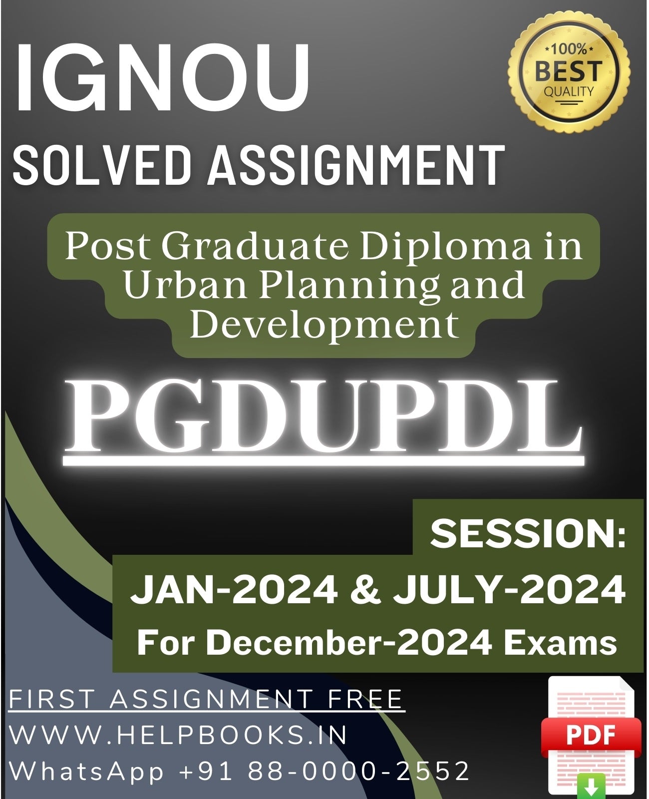 IGNOU PG Diploma in Urban Planning and Development-PGDUPDL Solved Assignment For December 2024 IGNOU Exams