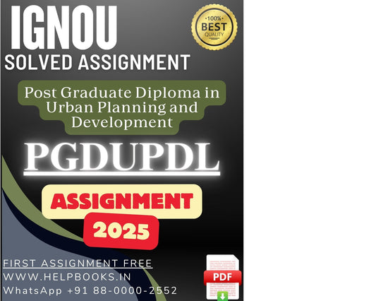 IGNOU PGDUPDL Solved Assignment - PG Diploma in Urban Planning and Development