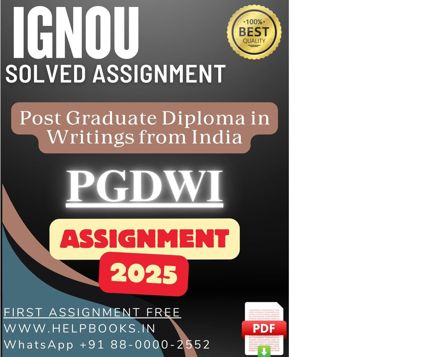 IGNOU PGDWI Solved Assignment - PG Diploma in Writings from India