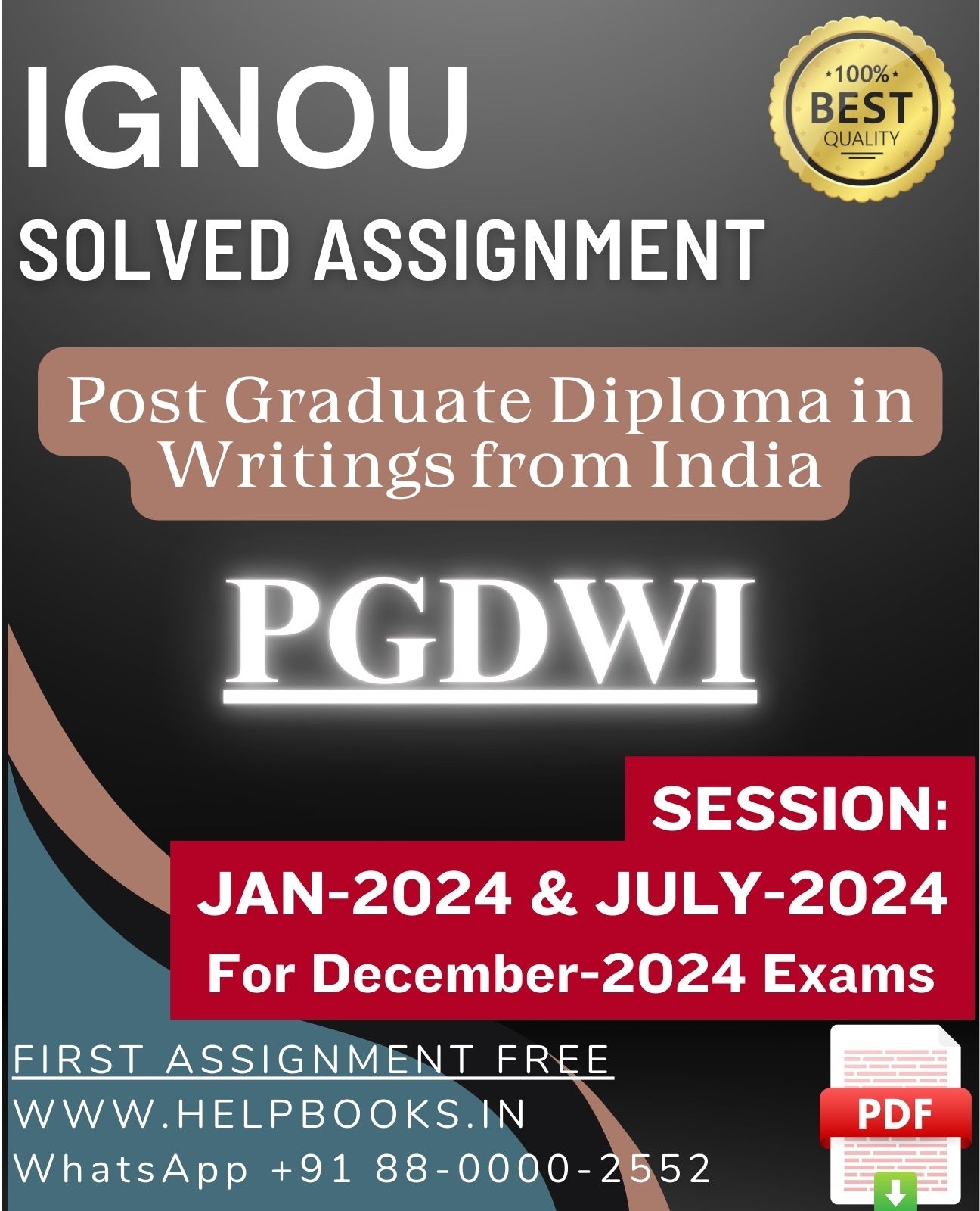 IGNOU PG Diploma in Writings from India-PGDWI Solved Assignment For December 2024 IGNOU Exams