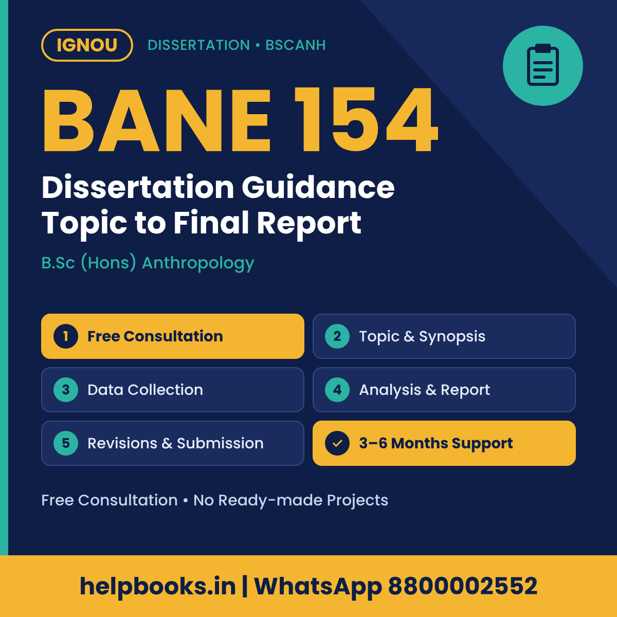 IGNOU BANE 154 Dissertation help for B.Sc (Hons) Anthropology – free consultation, synopsis and report guidance | helpbooks.in
