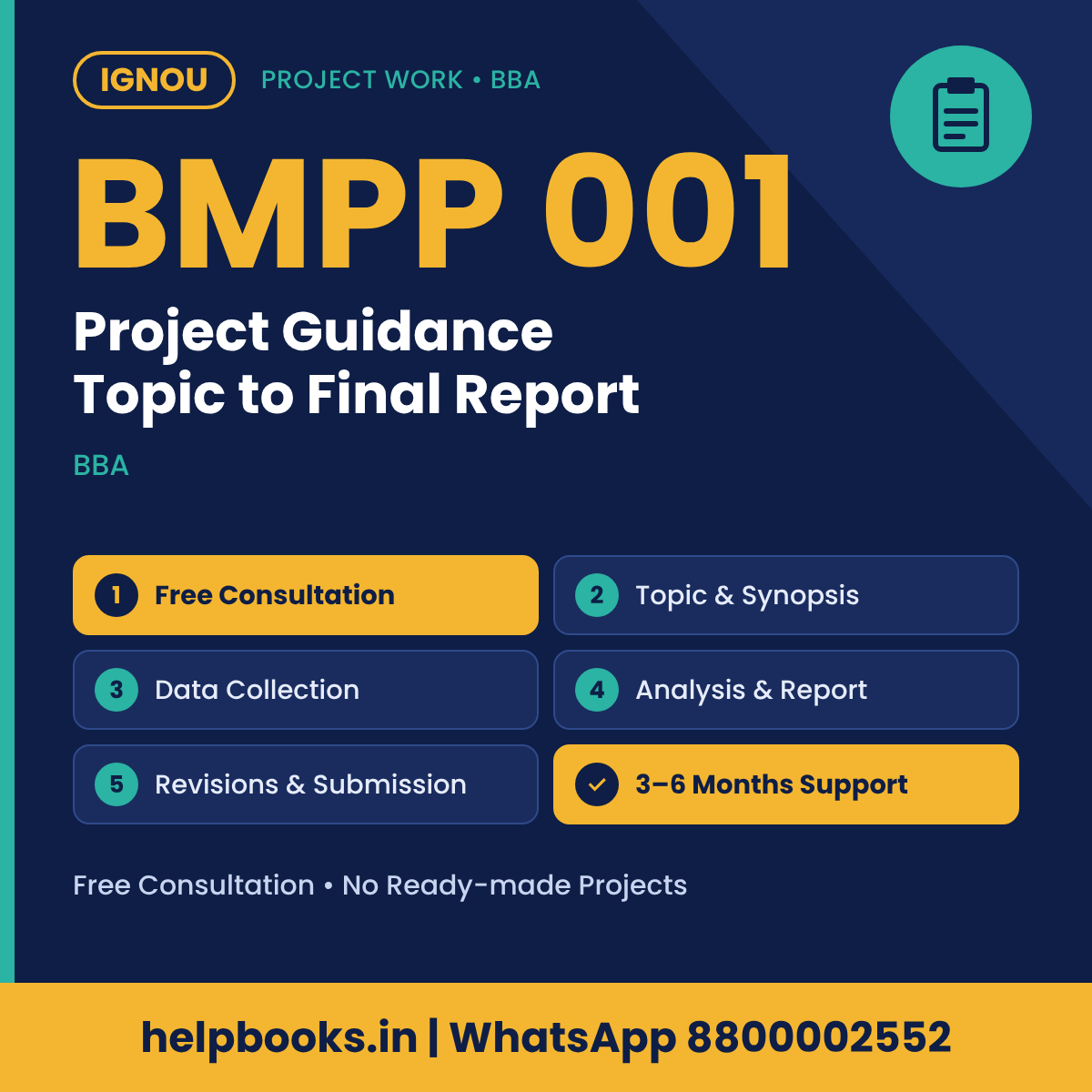 IGNOU BMPP 001 Project help for BBA – free consultation, synopsis and report guidance | helpbooks.in