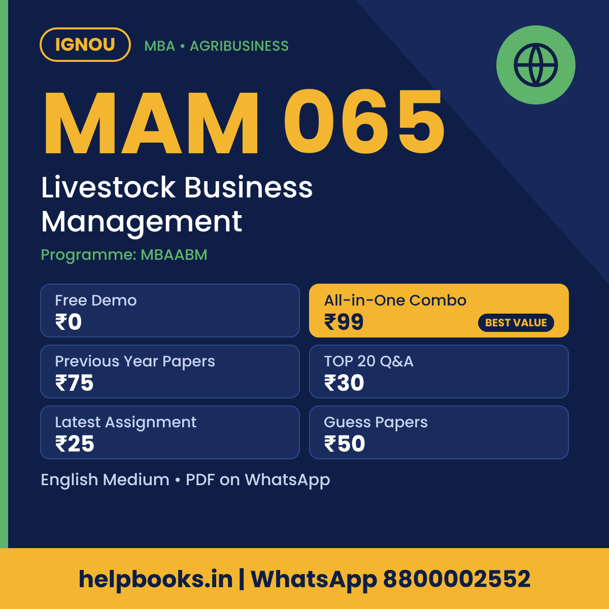 IGNOU MAM 065 Livestock Business Management MBA solved assignment, previous year papers and TOP 20 questions PDF