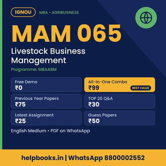 IGNOU MAM 065 Livestock Business Management MBA solved assignment, previous year papers and TOP 20 questions PDF