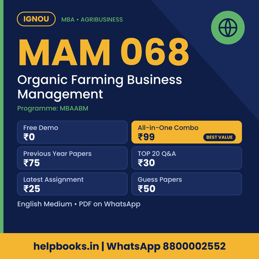 IGNOU MAM 068 Organic Farming Business Management MBA solved assignment, previous year papers and TOP 20 questions PDF