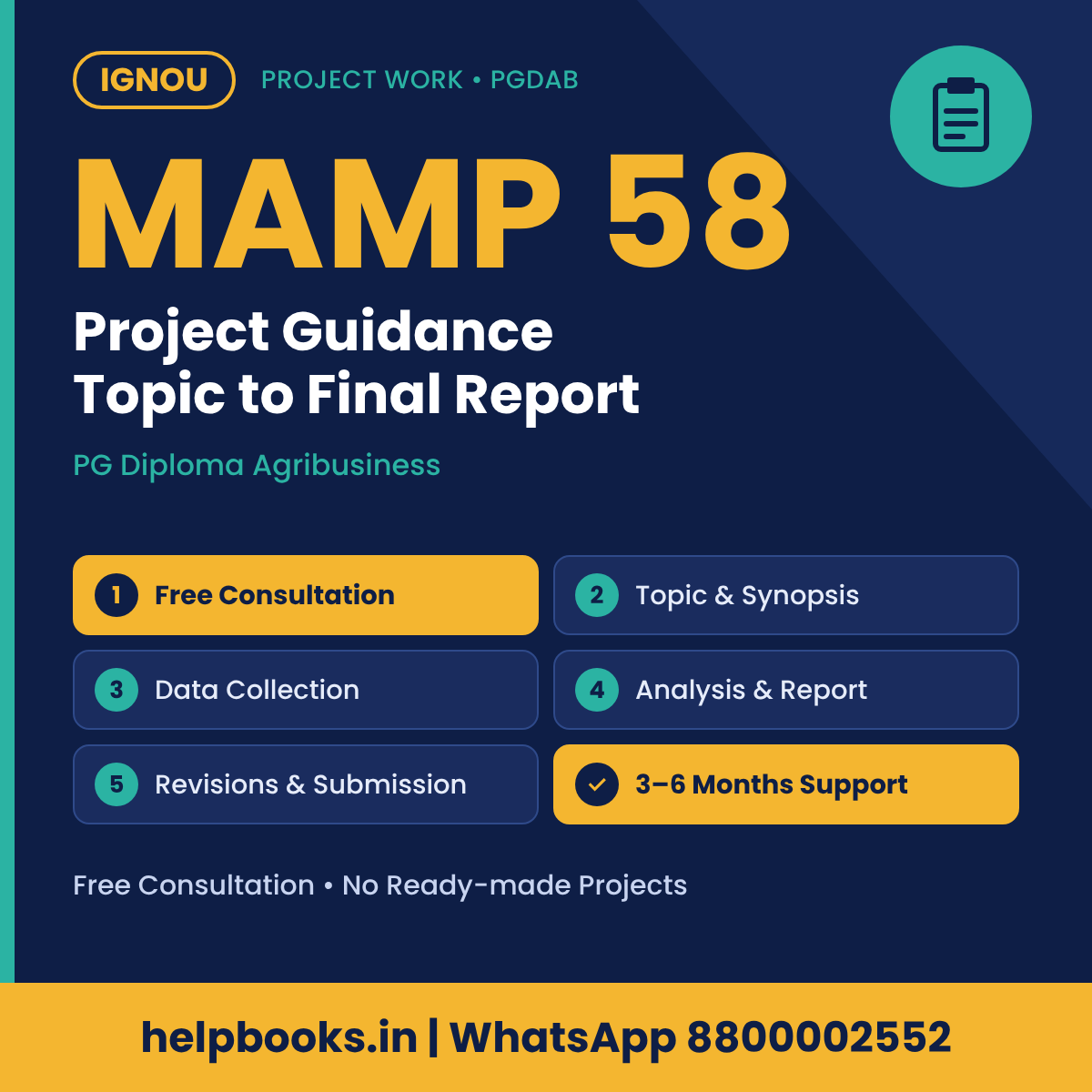 IGNOU MAMP 58 Project help for PG Diploma Agribusiness – free consultation, synopsis and report guidance | helpbooks.in