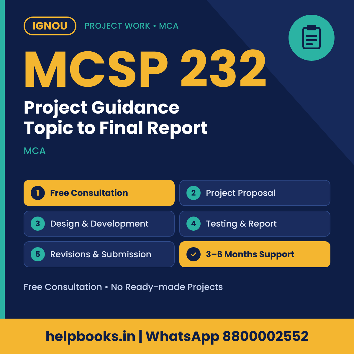 IGNOU MCSP 232 Project help for MCA – free consultation, synopsis and report guidance | helpbooks.in