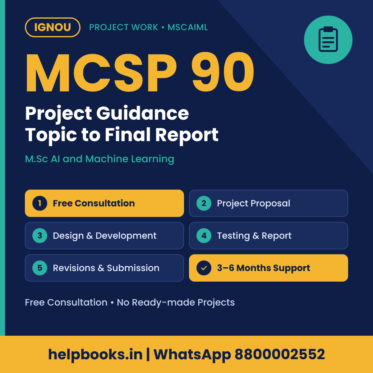 IGNOU MCSP 90 Project help for M.Sc AI and Machine Learning – free consultation, synopsis and report guidance | helpbooks.in