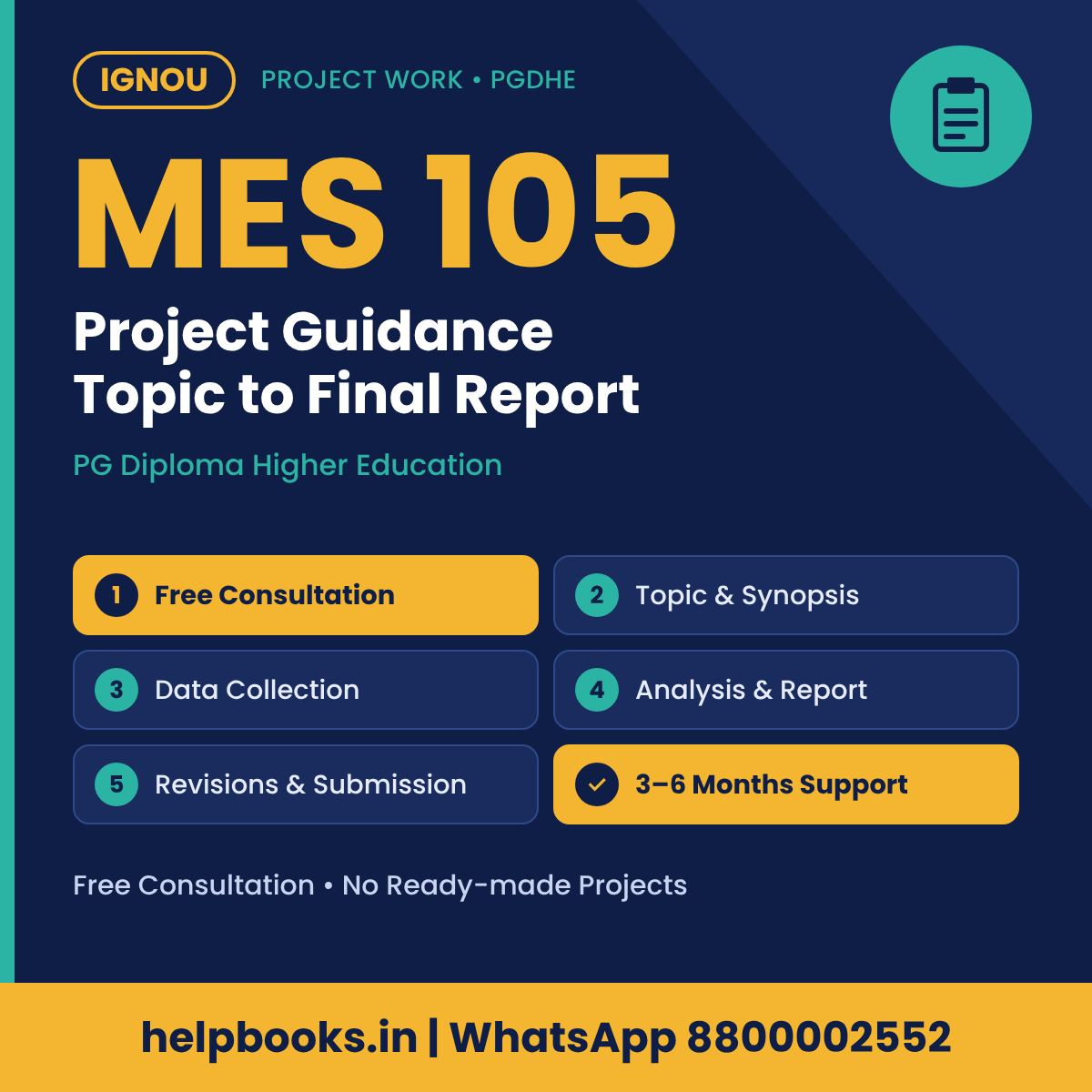 IGNOU MES 105 Project help for PG Diploma Higher Education – free consultation, synopsis and report guidance | helpbooks.in