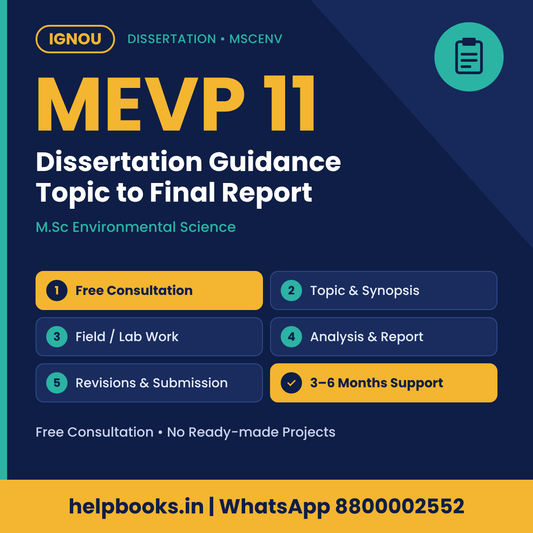IGNOU MEVP 11 Dissertation help for M.Sc Environmental Science – free consultation, synopsis and report guidance | helpbooks.in