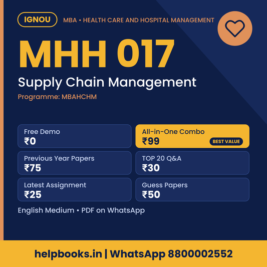 IGNOU MHH 017 Supply Chain Management MBA solved assignment, previous year papers and TOP 20 questions PDF