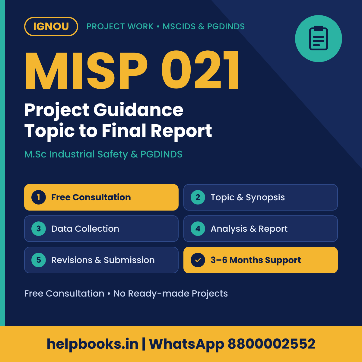 IGNOU MISP 021 Project help for M.Sc Industrial Safety – free consultation, synopsis and report guidance | helpbooks.in