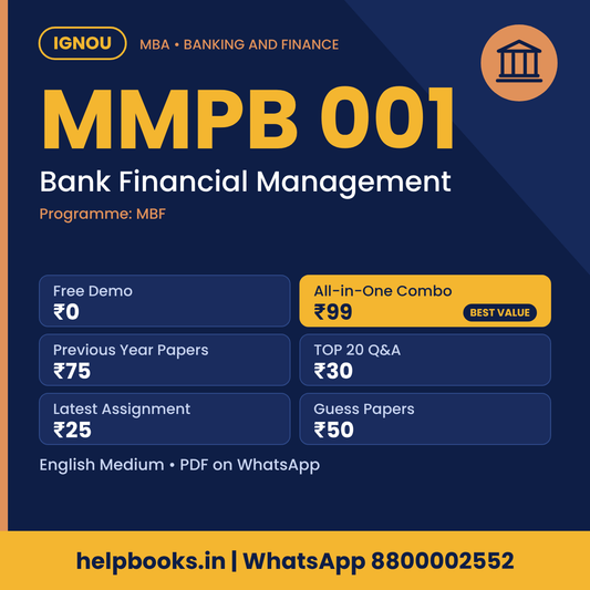 IGNOU MMPB 001 Bank Financial Management MBA solved assignment, previous year papers and TOP 20 questions PDF