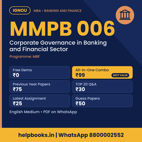 IGNOU MMPB 006 Corporate Governance in Banking and Financial Sector MBA solved assignment, previous year papers and TOP 20 questions PDF
