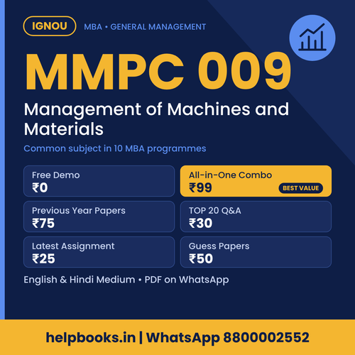 IGNOU MMPC 009 Management of Machines and Materials MBA solved assignment, previous year papers and TOP 20 questions PDF