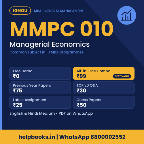 IGNOU MMPC 010 Managerial Economics MBA solved assignment, previous year papers and TOP 20 questions PDF