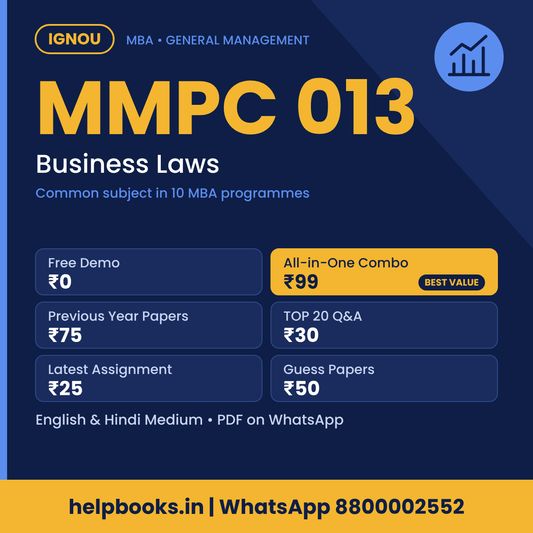 IGNOU MMPC 013 Business Laws MBA solved assignment, previous year papers and TOP 20 questions PDF