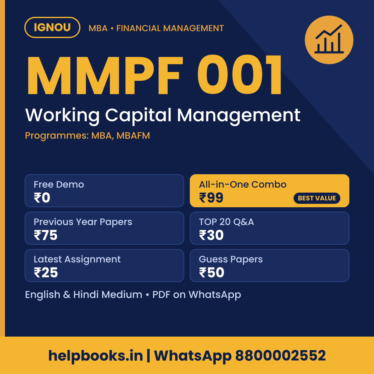 IGNOU MMPF 001 Working Capital Management MBA solved assignment, previous year papers and TOP 20 questions PDF