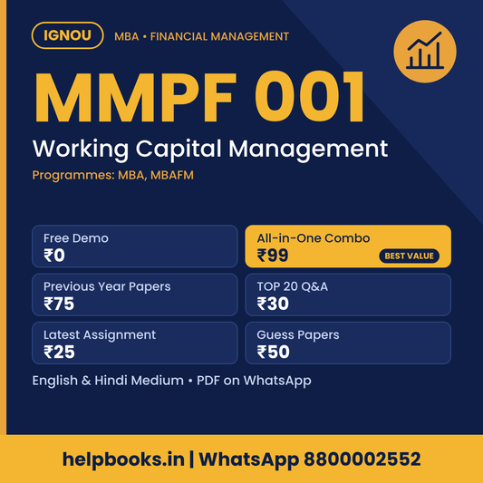 IGNOU MMPF 001 Working Capital Management MBA solved assignment, previous year papers and TOP 20 questions PDF