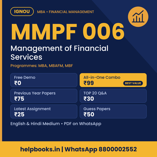 IGNOU MMPF 006 Management of Financial Services MBA solved assignment, previous year papers and TOP 20 questions PDF