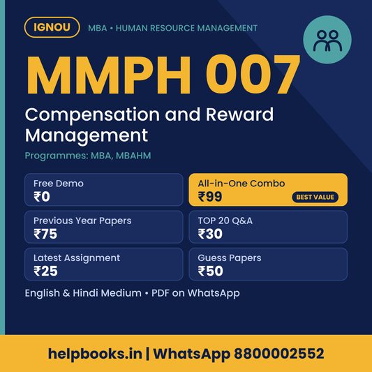 IGNOU MMPH 007 Compensation and Reward Management MBA solved assignment, previous year papers and TOP 20 questions PDF
